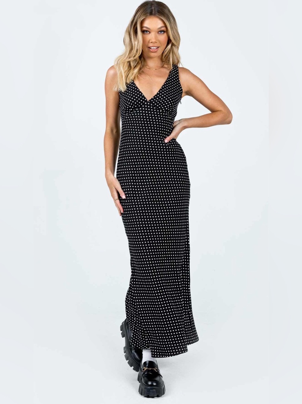 Princess Polly Black & White Polka Dot Maxi Dress